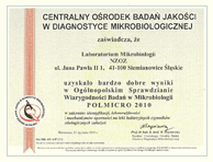 Certyfikat jakości 2010